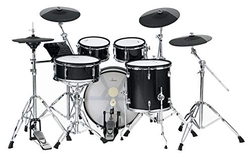 XDrum DD-670 Mesh E-Drum Kit - elektronisches Schlagzeug mit echter HiHat und Holzkesseln - 14" Snare-Pad und 20" Kick-Pad - 720 Sounds, 20 Preset- und 20 User-Kits - inkl. Hardware - Black Sparkle  