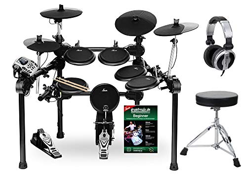 XDrum DD-520 PLUS SET 1 E-Drum Set (elektronisches Schlagzeug, mit Hocker, Kopfhörer, Sticks & Fußmaschine, 458 Sounds)  