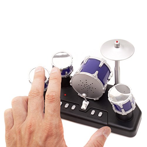 GOODS+GADGETS Elektrisches Mini Schlagzeug - Elektronische Micro Finger-Drums mit Aufnahmefunktion Mini Drum-Kit zum Spielen mit den Fingern  
