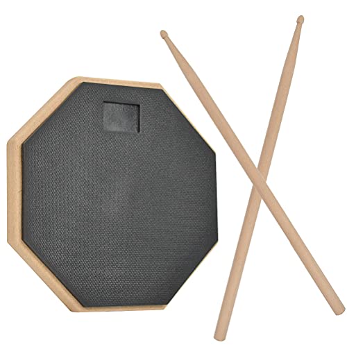 Schlagzeug-Übungspad Silent Practice Pad Schwarz mit Massivholz Drumsticks Ausgezeichnete Widerstandsfähigkeit, Schalldämmung und Stoßfest, geeignet zum Üben von Schlagzeug  