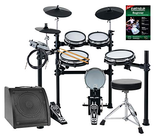 XDrum DD-530 Mesh Heads E-Drum LIVE SET mit Drum-Monitor und Hocker (elektronisches Schlagzeug, Kopfhörer-Anschluss, 400 Sounds, Lernfunktion)  