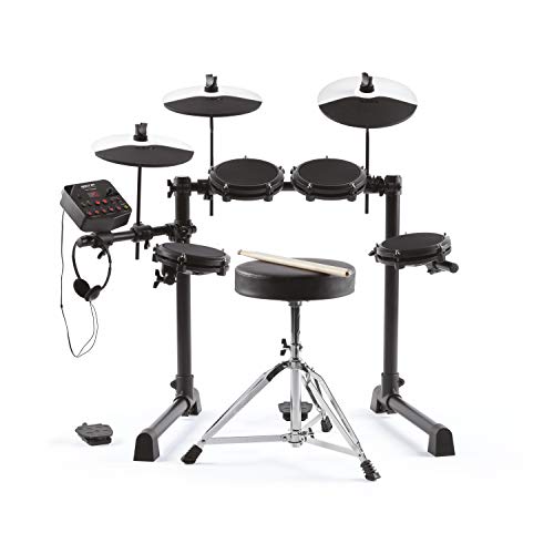 Alesis Debut Kit – Kinder Drum Kit mit 4 Mesh E-Drum Set Pads, 120 Sounds, 60 Lektionen, Schlagzeughocker, Drum Sticks, Stimmschlüssel und Kopfhörern  