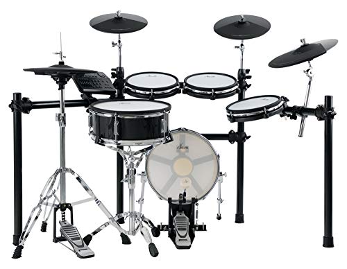 XDrum DD-650 Mesh E-Drum Kit - elektronisches Schlagzeug mit echter HiHat - 14" Snare-Pad und 14" Kick-Pad aus Holz - 720 Sounds, 20 Preset- und 20 User-Kits - inklusive Rack - Black Sparkle  