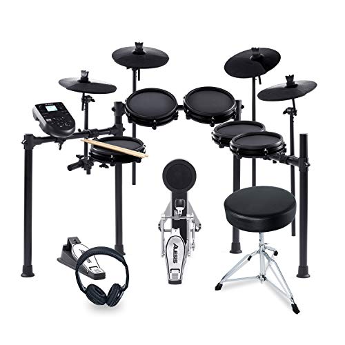 Alesis Drums Nitro Mesh Kit Bundle Plus – Komplettes, zehnteiliges Mesh E-Drum Set plus Schlagzeughocker, Kopfhörer und Drumsticks  