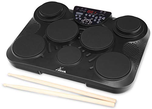 XDrum DD-200 E-Drum Kit (7 anschlagsdynamische Pads, 2 Pedale, 216 Sounds, 45 Preset Drum Kits und 5 User-Kits, Record-Funktion, USB-Ausgang) schwarz  