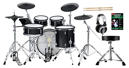 XDrum DD-670 Mesh E-Drum Kit - elektronisches Schlagzeug mit echter HiHat - Pads aus Holz mit Mesh Heads - 720 Sounds - inklusive Hardware, Hocker, Kopfhörer und Sticks - Black Sparkle  