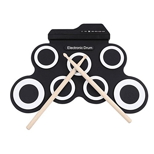 Wiiguda @ Roll up Drum Tragbares elektronisches Schlagzeug E-Drum Kit Digitales Musik-Pad-Instrument 7 Pad für Anfänger, Kinder,Schlagzeuger  