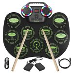 E-Drum Electronic Drum Kit,Bonvvie Roll-Up-Drum-Kit mit 9 Pads, MIDI DTC, Eingebauten Lautsprechern, Wiederaufladbarer Li-Ionen-Akku,Ideal für Kinder Studenten Anfänger Enthusiasten  